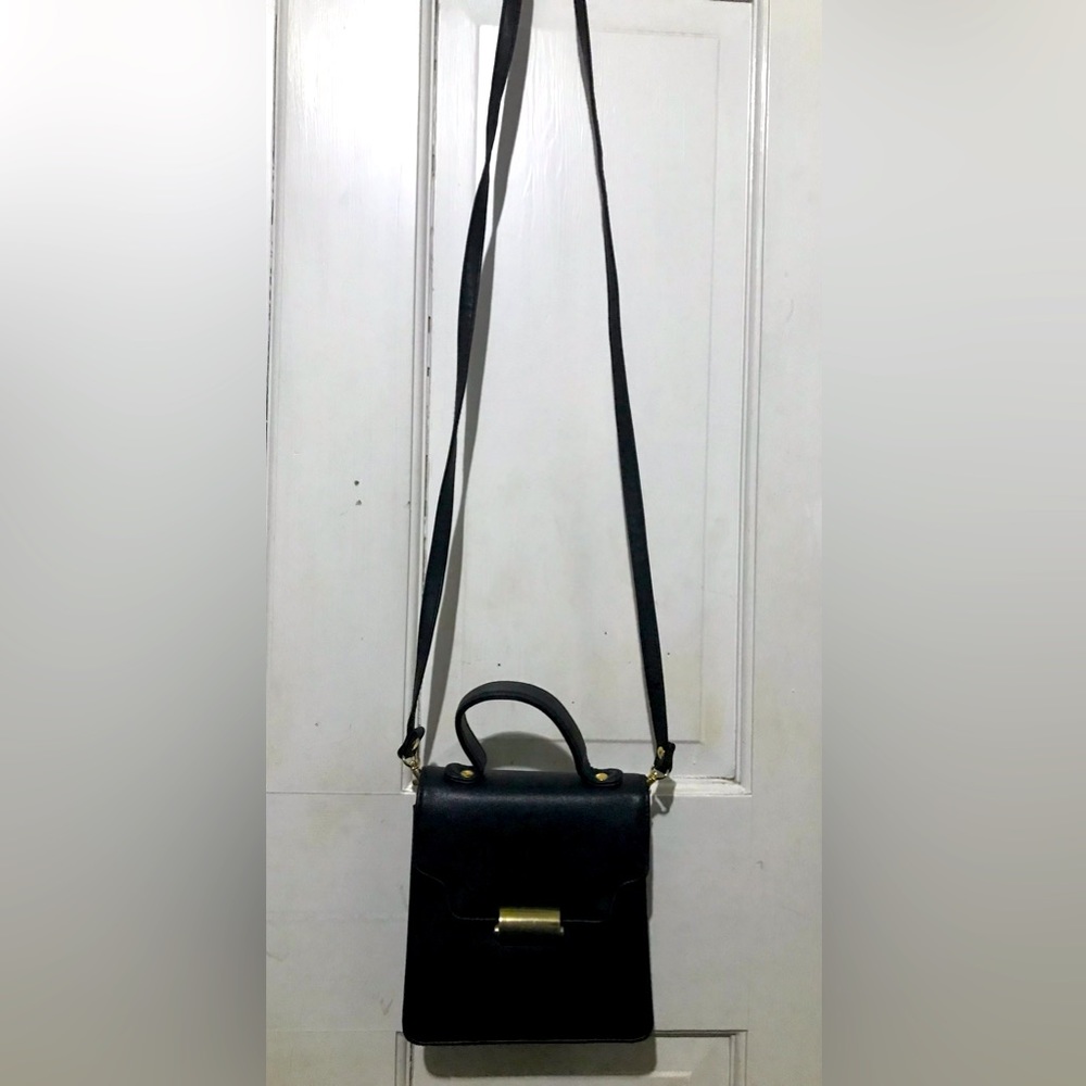 Vintage 90s black leather mini shoulder purse